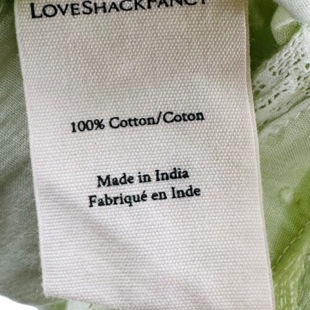 LoveShackFancy Natasha Green Lace Embroidered Tiered Ruffle Mini Dress Size L - Picture 11 of 12